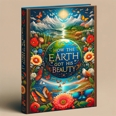Create a stunning 8K resolution book cover for the book titled "How the Earth Got Its Beauty" by Sudha Murty. Design an eye-catching cover with vibrant colors and captivating imagery that embodies the essence of the book's theme.