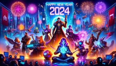 Wallpaper designed for gamers, celebrating the New Year (2024)