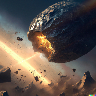 asteroid impact, space opera, digital art