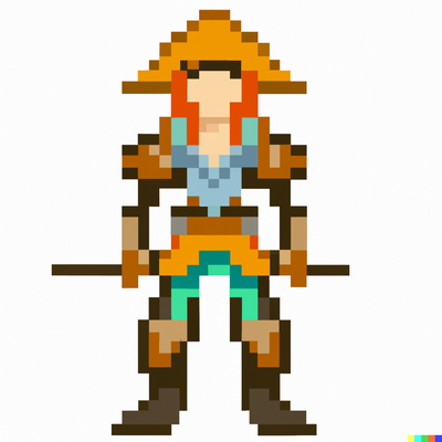 full body sci-fi pixel character for a rpg game