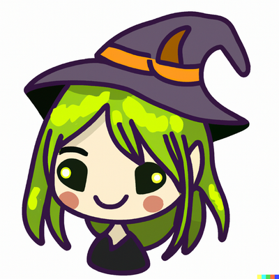 Cute witch with a witch hat, fantasy character, gothic horror