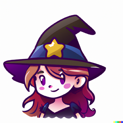 Cute witch with a witch hat, fantasy character, gothic horror