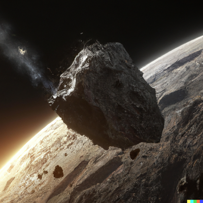 asteroid hurling towards earth, digital art