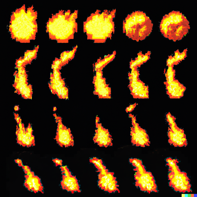 create a 16 bit pixel art version spritesheet of a fiery fire ball in motion
