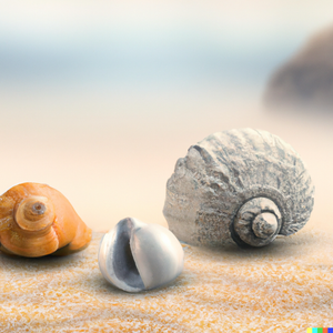 Seashells, cally3d, 3d, digital art, blurred beach background 