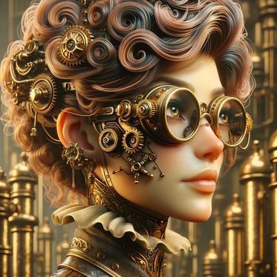 Steampunk avatar focusing on the head, created in a digital art style.
