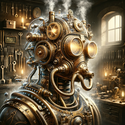 steampunk mechanical machine, designed in a digital art style, avatar